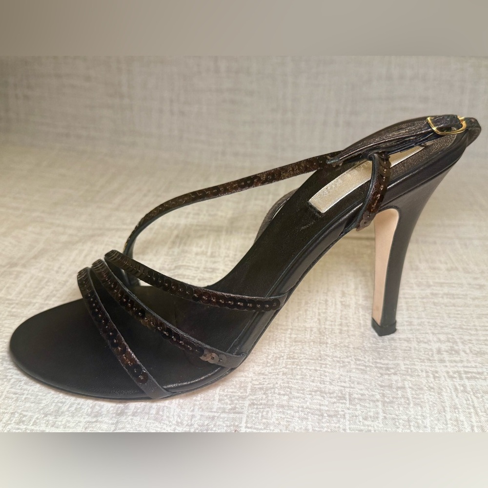 Vintage Michael Kors Ocean Strappy Heels in Bronze Metallic, Size 7 - Picture 4 of 14